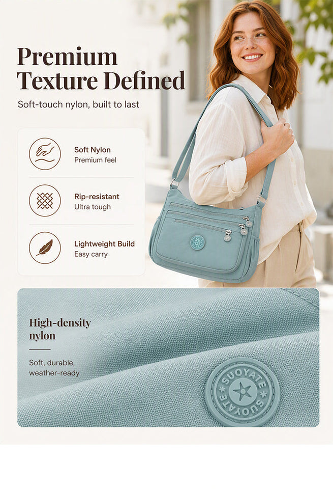 { Buy 1 Get 1 Free } Lightweight Nylon Crossbody Bag – Multi-Pocket, Water-Resistant, Adjustable