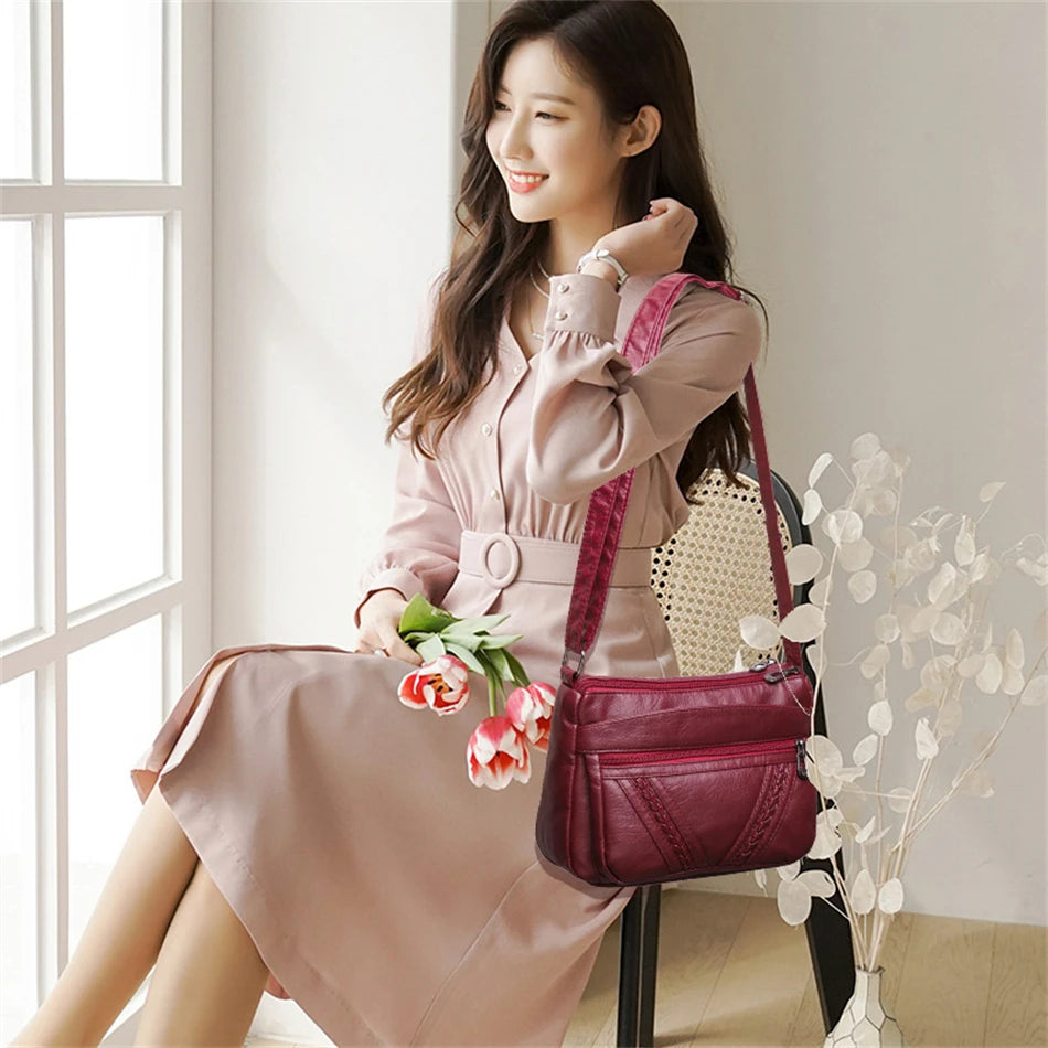 { Pack 2 } Women Soft PU Lightweight Crossbody Bag – Multiple Pockets