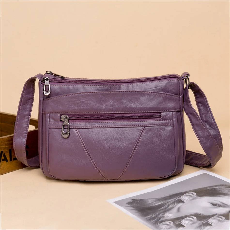 { Pack 2 } Women Soft PU Lightweight Crossbody Bag – Multiple Pockets