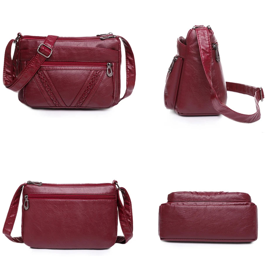 { Pack 2 } Women Soft PU Lightweight Crossbody Bag – Multiple Pockets