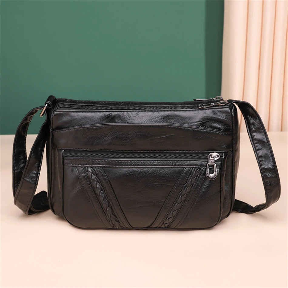 { Pack 2 } Women Soft PU Lightweight Crossbody Bag – Multiple Pockets