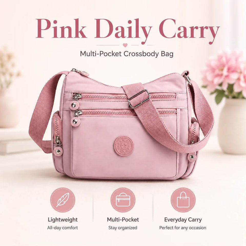 { Buy 1 Get 1 Free } Lightweight Nylon Crossbody Bag – Multi-Pocket, Water-Resistant, Adjustable