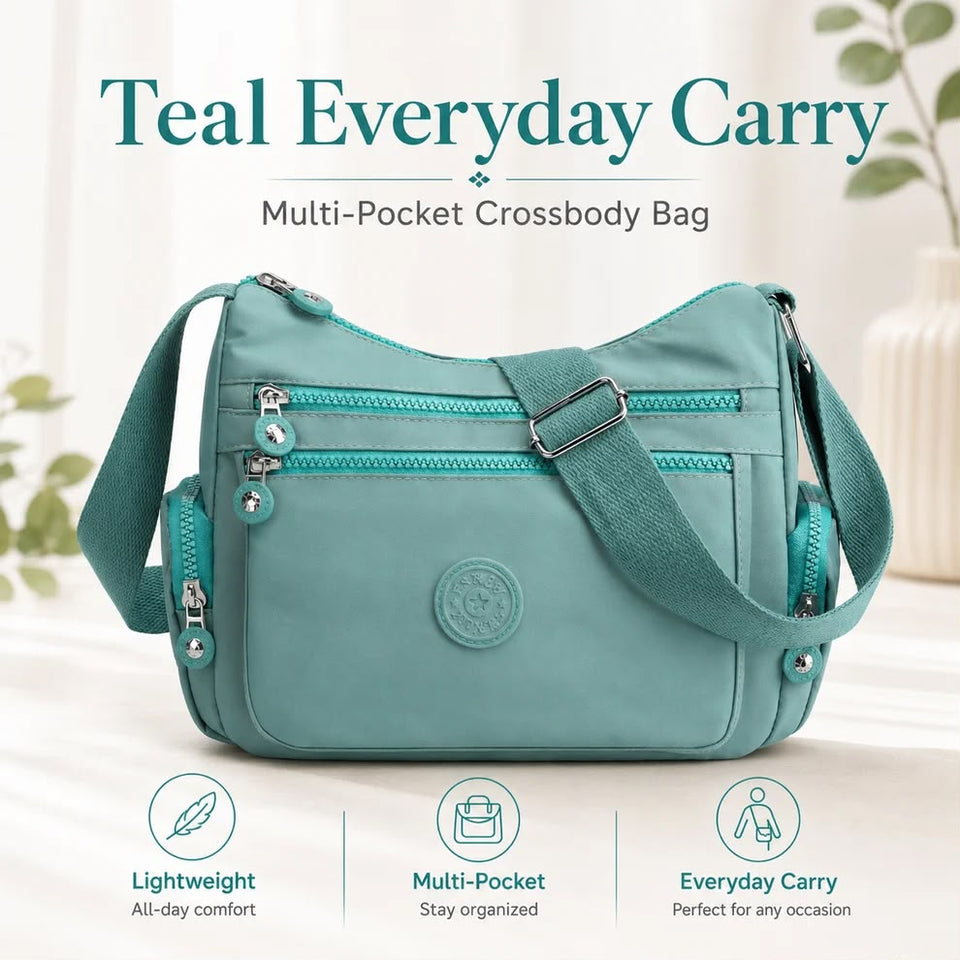 { Buy 1 Get 1 Free } Lightweight Nylon Crossbody Bag – Multi-Pocket, Water-Resistant, Adjustable