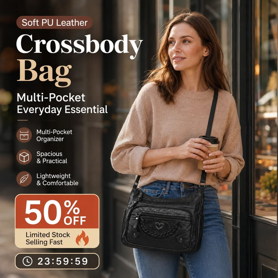 { Pack 2 } Women Soft PU Lightweight Crossbody Bag – Multiple Pockets