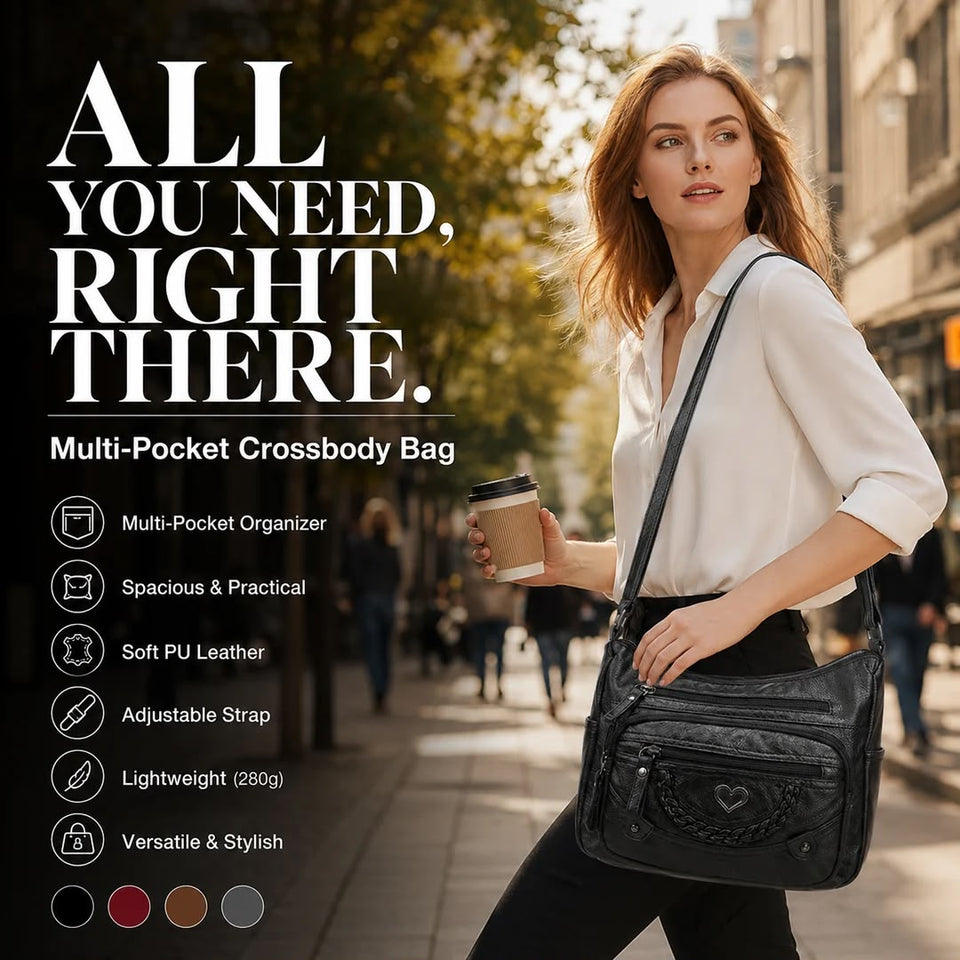 { Pack 2 } Women Soft PU Lightweight Crossbody Bag – Multiple Pockets
