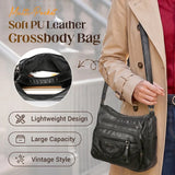 { Pack 2 } Women Soft PU Lightweight Crossbody Bag – Multiple Pockets