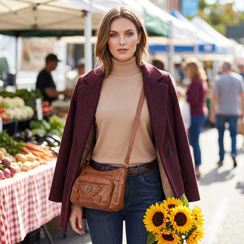 { Pack 2 } Women Soft PU Lightweight Crossbody Bag – Multiple Pockets